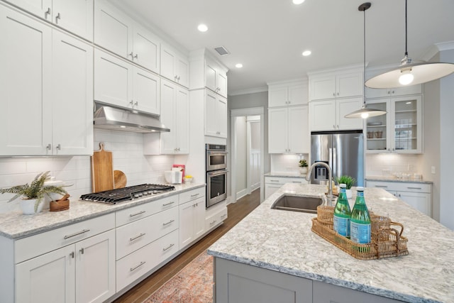 kitchen with white cabinetry, sink, and appliances with stainless steel finishes