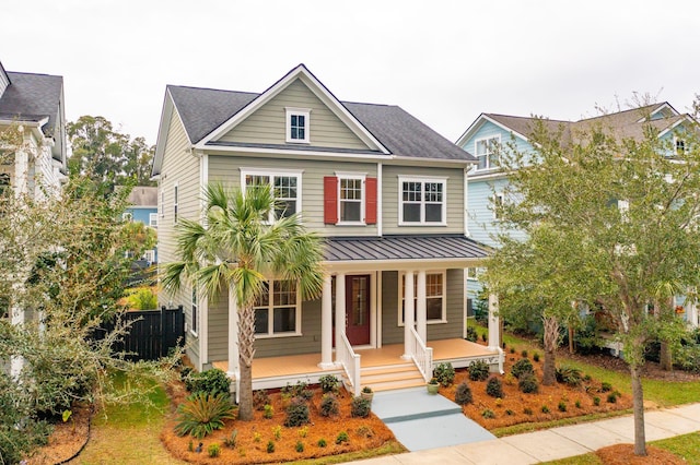 view of front facade featuring covered porch