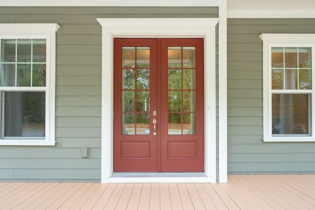 view of exterior entry with french doors