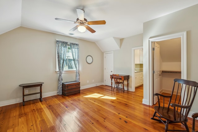 707 Royall Ave, Mount Pleasant, SC 29464 - bonus room with ceiling fan, lofted ceiling, baseboards, and light wood-style flooring