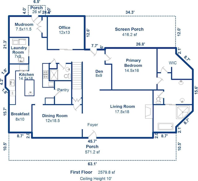 707 Royall Ave, Mount Pleasant, SC 29464 - floor plan