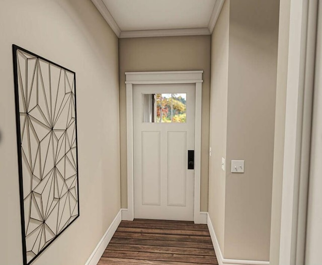 213 Myrtlewood Dr, Santee, SC 29142 - doorway to outside with dark wood-style flooring, ornamental molding, and baseboards