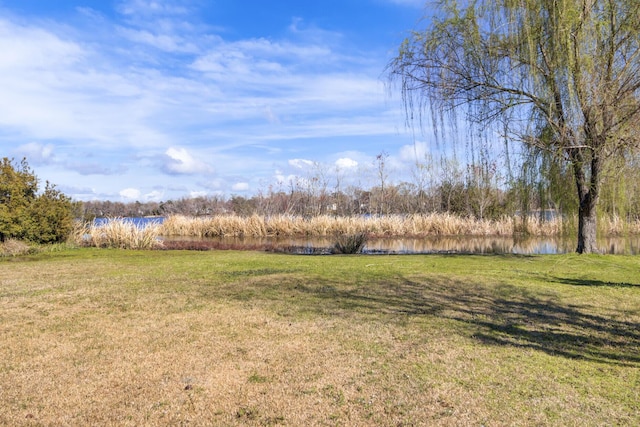 view of yard featuring a water view