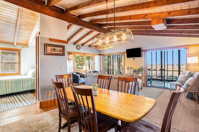 520 E Huron Ave, Folly Beach, SC 29439 - dining room featuring hardwood / wood-style flooring and wood ceiling
