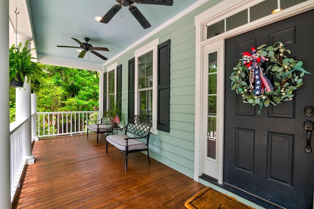 1976 Liberia Rd, Wadmalaw Island, SC 29487 - view of exterior entry with covered porch and ceiling fan