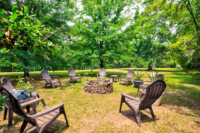 1976 Liberia Rd, Wadmalaw Island, SC 29487 - view of grassy yard featuring a fire pit and view of scattered trees