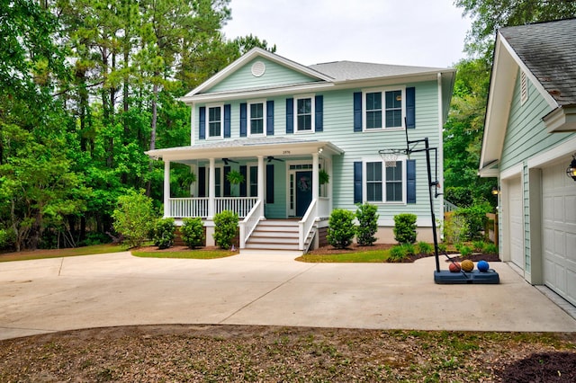 1976 Liberia Rd, Wadmalaw Island, SC 29487 - colonial inspired home with a porch and ceiling fan