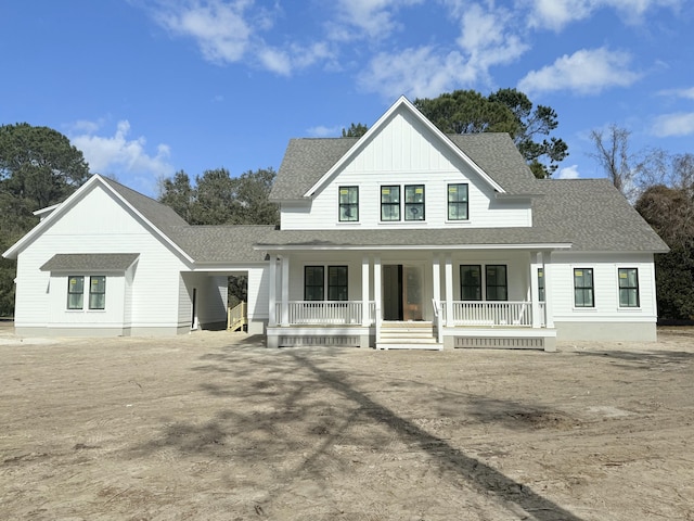 modern farmhouse featuring a porch