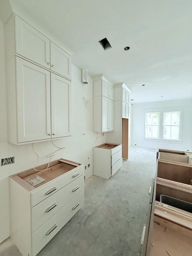 kitchen with white cabinets