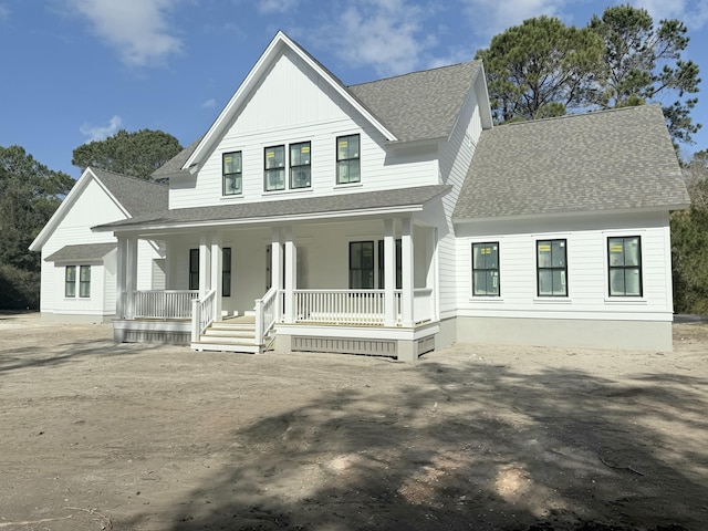 modern inspired farmhouse featuring a porch