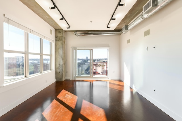 empty room featuring track lighting and a wealth of natural light