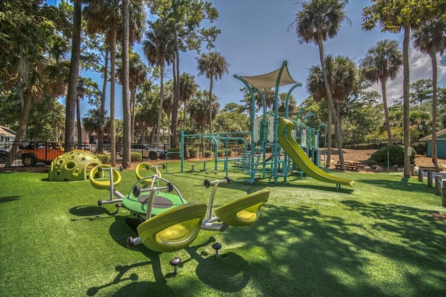 view of playground with a yard