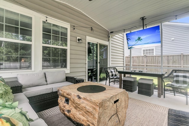 9829 English Elm St, Ladson, SC 29456 - sunroom / solarium featuring an outdoor living space, vaulted ceiling, and outdoor dining space