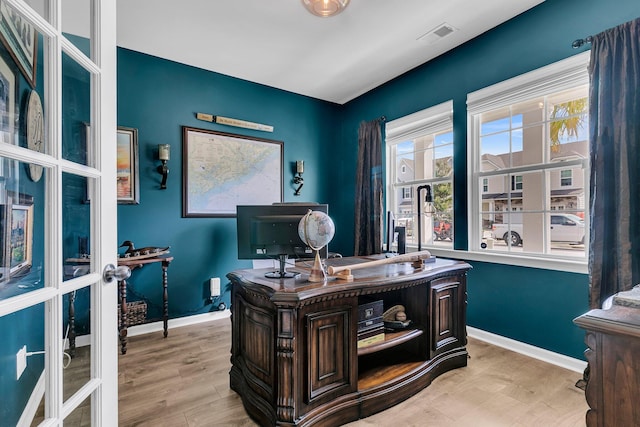 9829 English Elm St, Ladson, SC 29456 - office space with french doors, baseboards, and light wood finished floors
