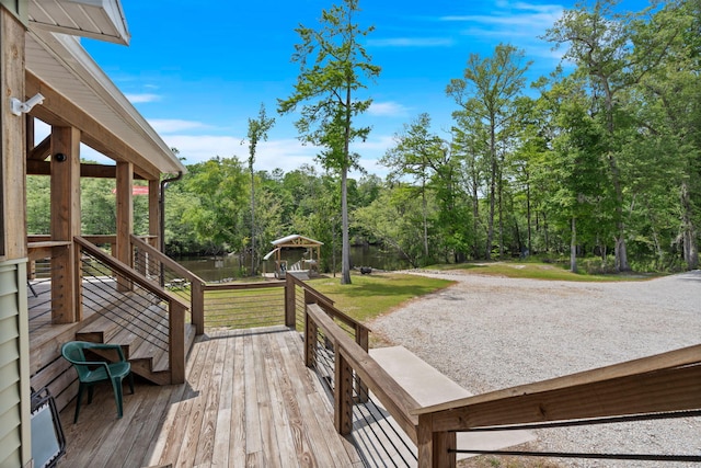 5653 Wire Rd, Branchville, SC 29432 - wooden terrace featuring a water view