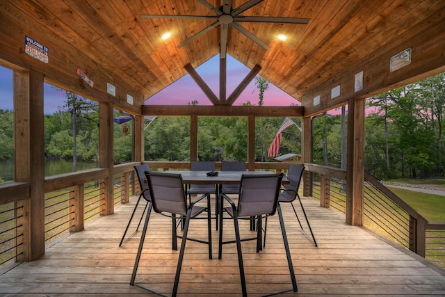 5653 Wire Rd, Branchville, SC 29432 - sunroom featuring a ceiling fan and outdoor dining area