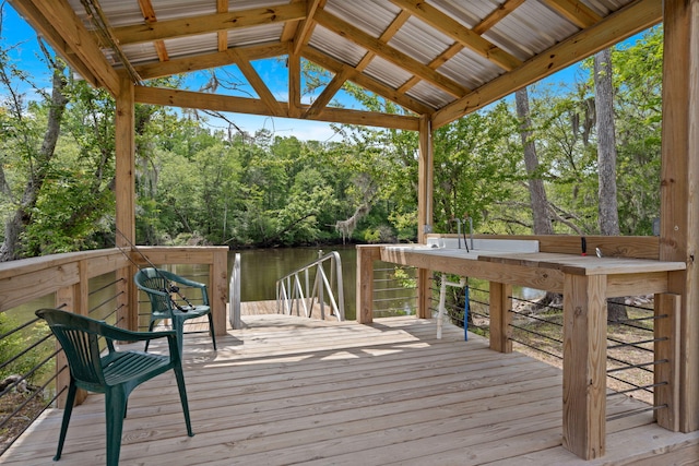 5653 Wire Rd, Branchville, SC 29432 - wooden terrace with a water view