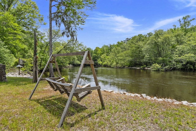 5653 Wire Rd, Branchville, SC 29432 - dock area with a forest view and a water view