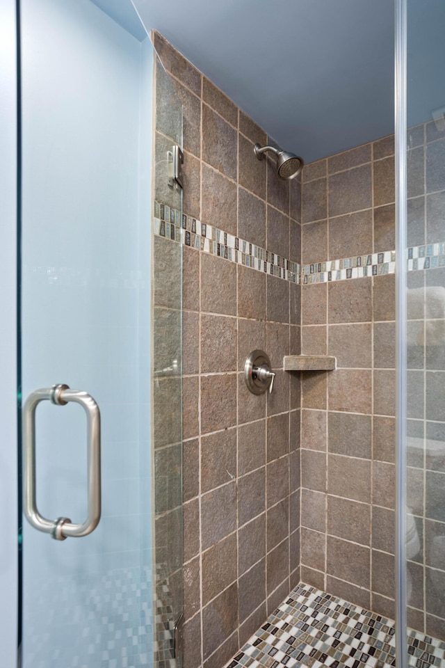 bathroom with a shower stall