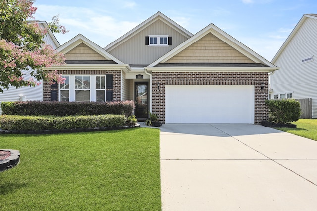 316 Knawl Rd, Moncks Corner, SC 29461 - view of front of property featuring brick siding, a front lawn, a garage, and board and batten siding