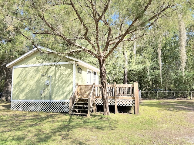 4589 Prices Bridge Ln, Walterboro, SC 29488 - view of grassy yard with a wooden deck