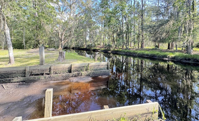 4589 Prices Bridge Ln, Walterboro, SC 29488 - dock area featuring a water view and a lawn
