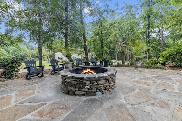 206 Chaussee Blvd, Summerville, SC 29483 - view of patio featuring an outdoor fire pit