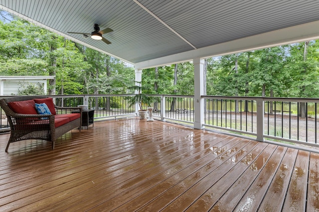 206 Chaussee Blvd, Summerville, SC 29483 - wooden deck featuring view of scattered trees and a ceiling fan