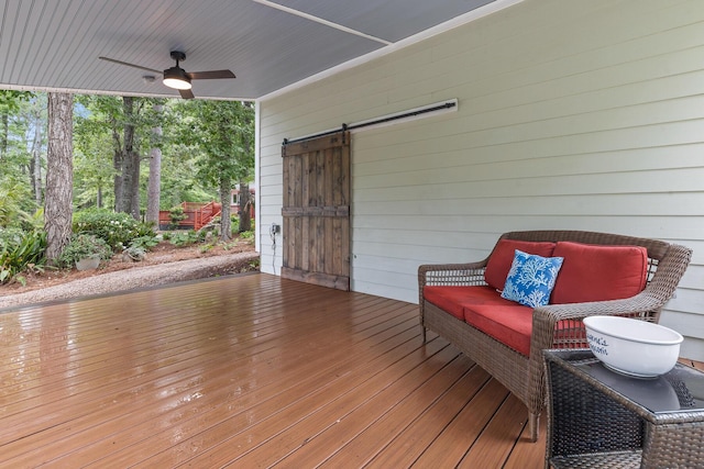 206 Chaussee Blvd, Summerville, SC 29483 - wooden terrace featuring a ceiling fan and outdoor lounge area