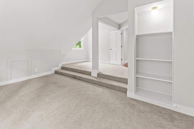 206 Chaussee Blvd, Summerville, SC 29483 - stairway with vaulted ceiling, carpet flooring, and baseboards