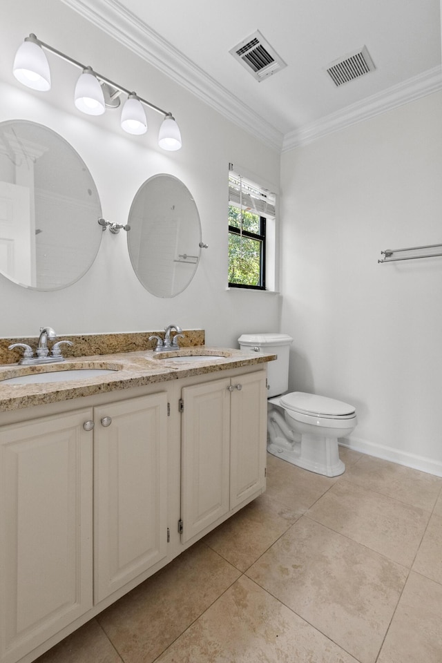 633 Stono Edge Dr, Charleston, SC 29412 - full bath featuring double vanity, ornamental molding, and tile patterned floors