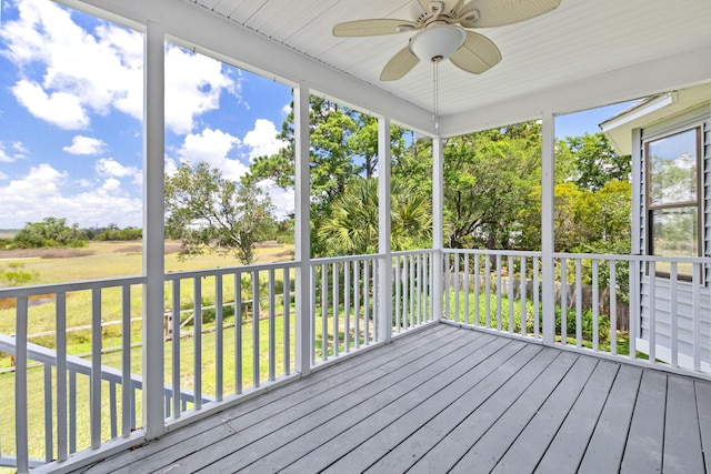 633 Stono Edge Dr, Charleston, SC 29412 - wooden terrace with ceiling fan and a lawn