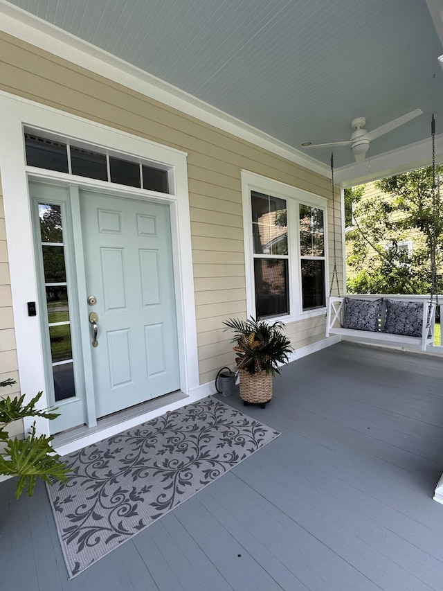 1721 Wellstead St, Mount Pleasant, SC 29466 - doorway to property with covered porch and ceiling fan