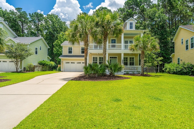 1721 Wellstead St, Mount Pleasant, SC 29466 - view of front of property featuring an attached garage, driveway, covered porch, and a balcony