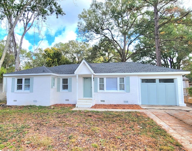 single story home with a garage