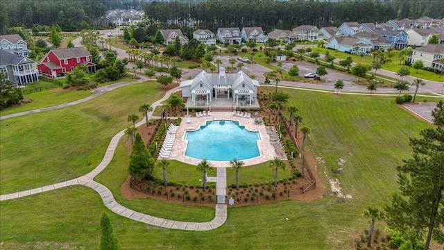 aerial view with a residential view