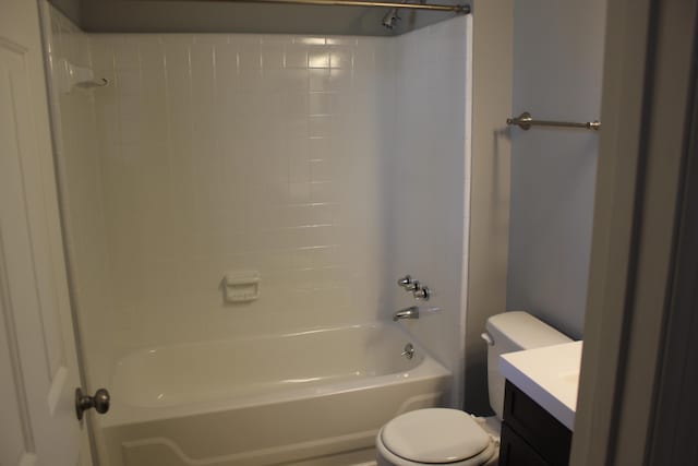 full bathroom featuring vanity, toilet, and bathing tub / shower combination