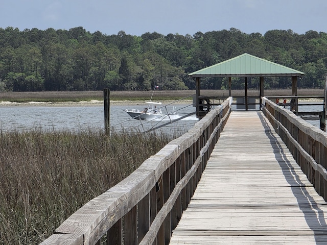 133 Wando Reach Rd, Wando, SC 29492 - dock area featuring a gazebo, a forest view, and a water view