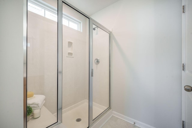 743 Redbud Ln, Summerville, SC 29486 - full bathroom with a stall shower, baseboards, and tile patterned floors