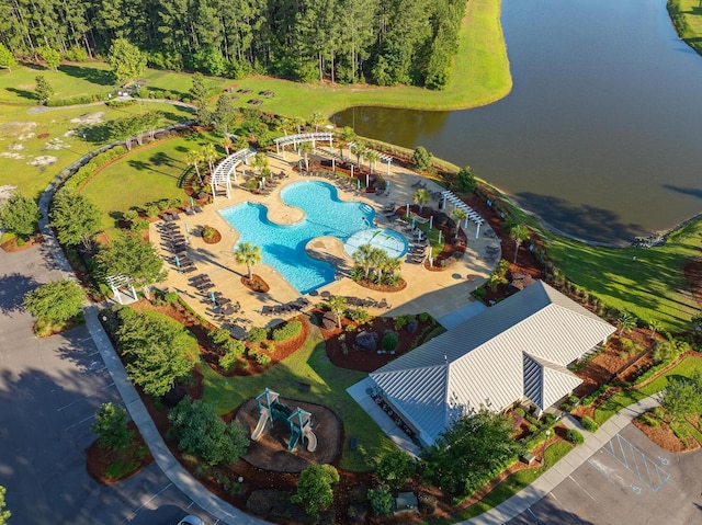 743 Redbud Ln, Summerville, SC 29486 - bird's eye view of a pool and a nearby body of water