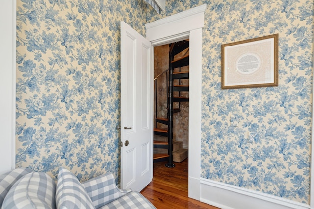 interior space with hardwood / wood-style flooring