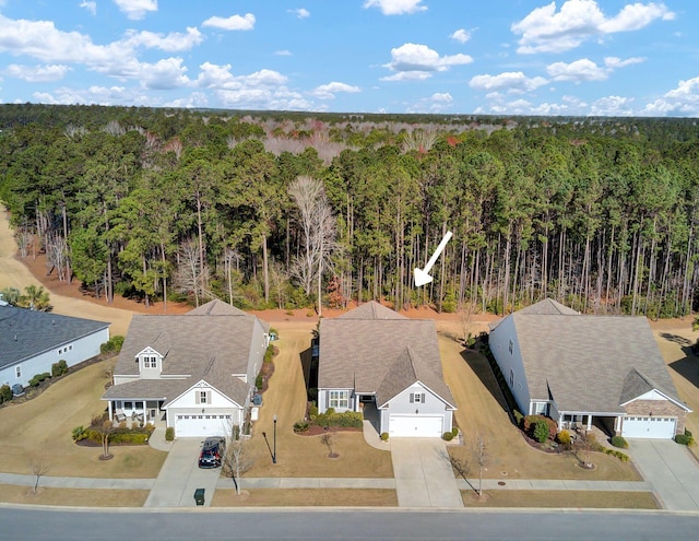 aerial view with a forest view