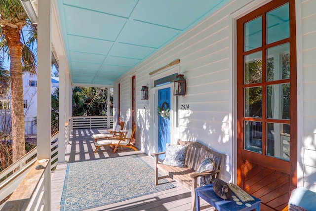 deck with covered porch