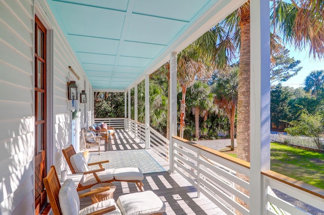 view of patio featuring a porch