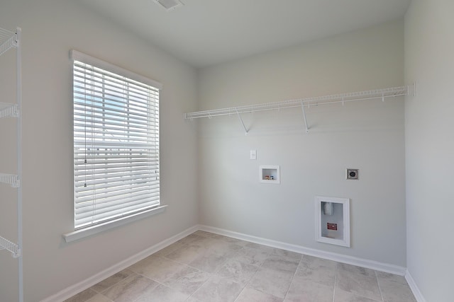 laundry room with electric dryer hookup and hookup for a washing machine