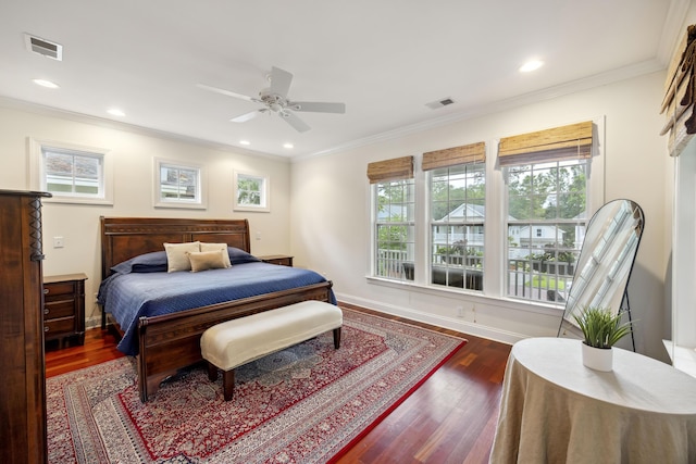 3221 Johnstowne St, Johns Island, SC 29455 - bedroom featuring wood finished floors, recessed lighting, ornamental molding, and ceiling fan