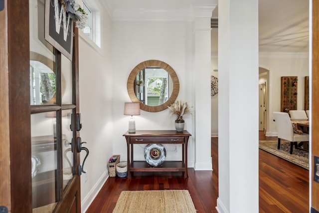 3221 Johnstowne St, Johns Island, SC 29455 - entrance foyer with wood finished floors, healthy amount of natural light, ornamental molding, and french doors