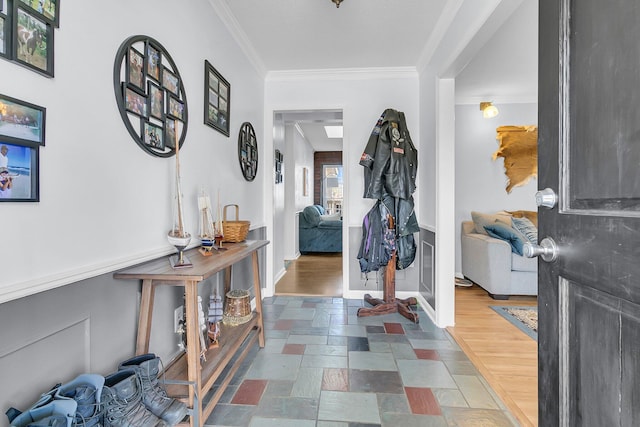 foyer entrance with ornamental molding