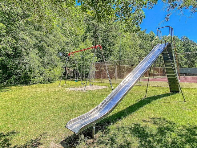 view of play area with a yard