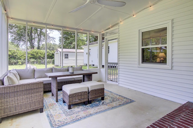 1032 Windward Rd, Charleston, SC 29412 - sunroom with outdoor lounge area, ceiling fan, and plenty of natural light